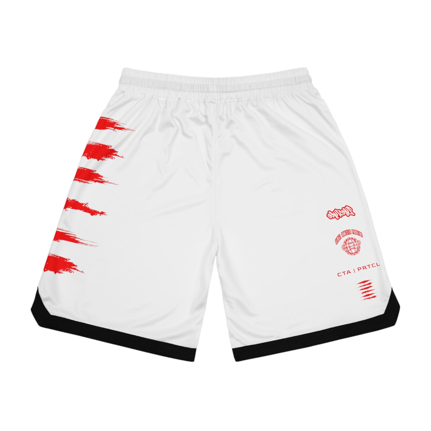 RED MERCURY SICK PRINT BASKETBALL SHORTS WHITE/RED
