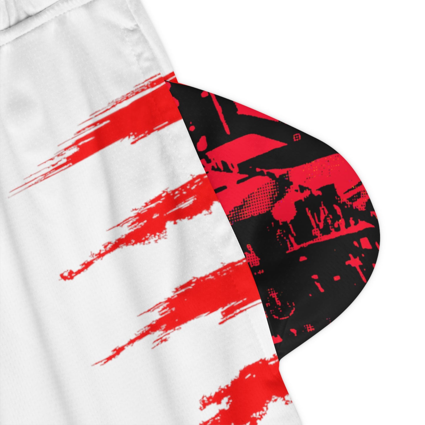 RED MERCURY SICK PRINT BASKETBALL SHORTS WHITE/RED