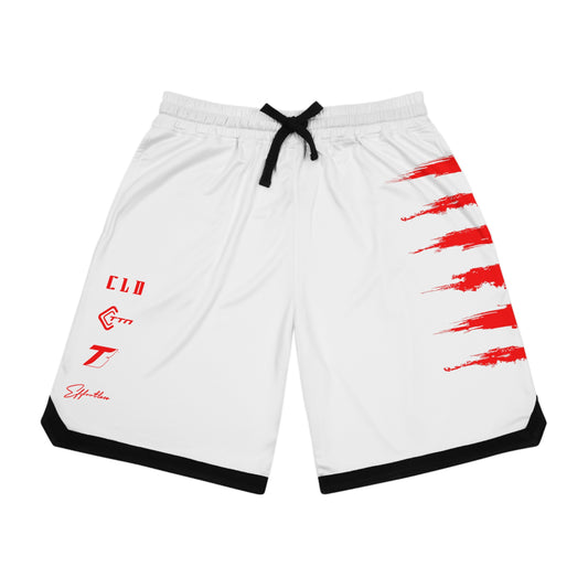 RED MERCURY SICK PRINT BASKETBALL SHORTS WHITE/RED