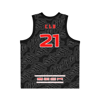 BLD T2 RAVEN SICK PRINT BASKETBALL JERSEY BLACK/WHITE/RED